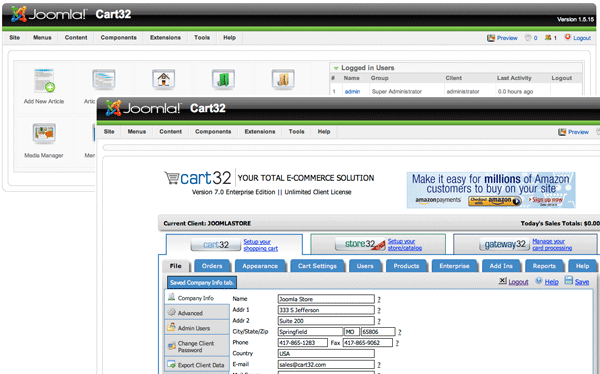 Fully integrated Joomla components for your ecommerce website