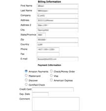 Amazon Payments integrated shopping cart.